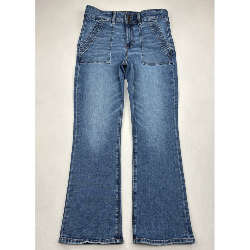 American Eagle Jeans Womens 10 Blue Hi Rise Skinny Kick Crop Super Stretch